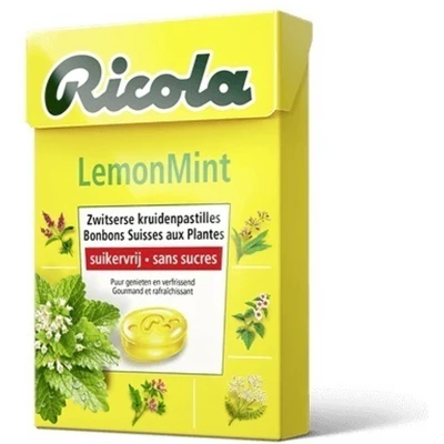 Afbeelding van 6x Ricola Keelpastilles Citroen Munt Suikervrij Doosje 50 gr