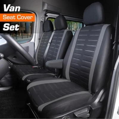 Afbeelding van Upgrade4cars Universele autostoelhoezen zwart grijs vrachtwagen stoelhoezen set voor voorzijde Auto interieur accessoires