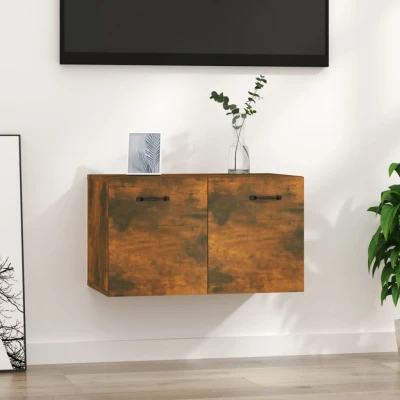 Afbeelding van Wandkast 60x36,5x35 cm bewerkt hout gerookt eikenkleurig