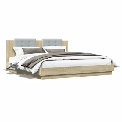 Afbeelding van vidaXL Bedframe met hoofdbord en LED sonoma eikenkleurig 160x200 cm