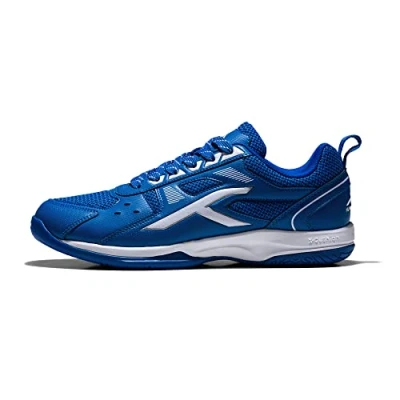 Afbeelding van Hundred Raze non marking professionele badmintonschoenen voor heren Materiaal:kunstleer Geschikt indoortennis, squash, tafeltennis, basketbal en padel (wit/marineblauw, maat: EU 40, UK 6, US 7)