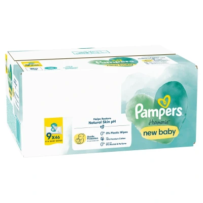 Afbeelding van Pampers Billendoekjes Harmonie New Baby 9x46 = 414 doekjes