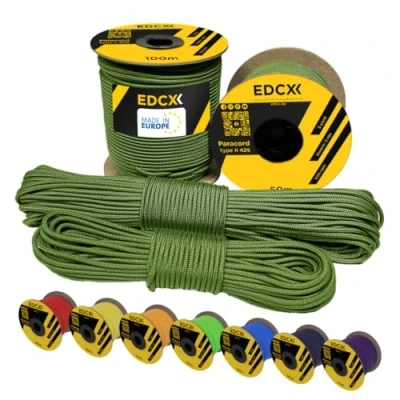 Afbeelding van EdcX nylon Paracord 425 3 mm (15, 30, 50 en 100 m) type II 100% touw met strengen verkrijgbaar in vele kleuren golfgroen 15 m