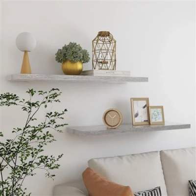Afbeelding van Wandschappen zwevend 2 st 90x23,5x3,8 cm MDF betongrijs