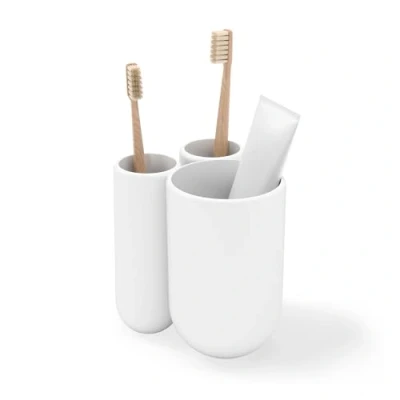 Image de Pot à brosse dent en Plastique moulé Touch Blanc Umbra