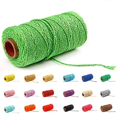 Afbeelding van 100 Yard / 2 mm Kleurrijke Katoenen Touw Ambachten Breien voor Geschenkverpakking (Groen 1)