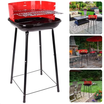 Afbeelding van Cheqo® Houtskoolbarbecue Houtskool BBQ Barbecue Ø41cm Windscherm Grillrooster Vuurschaal 0,7mm Gewicht 2.8kg