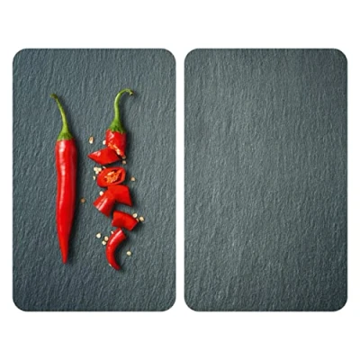 Afbeelding van WENKO Cayenne Set van 2 universele deksels voor alle fornuizen, gehard glas, 30 x 52 cm, meerkleurig