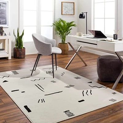 Afbeelding van SURYA Vloerkleed Woonkamer, Slaapkamer Modern Scandinavisch Tapijt BIEBE Wit/Zwart 152x213 cm