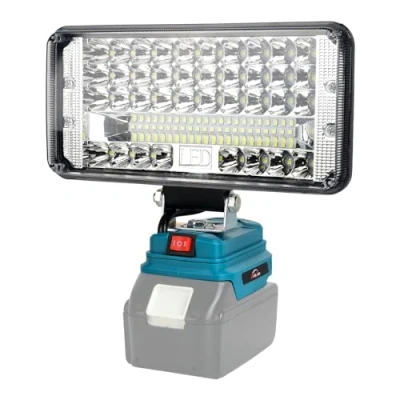 Afbeelding van AUTOJARE Draadloze led werklamp voor Makita 18 V 90 W 7500 lm draagbare projector 2 helderheidsniveaus met USB ladingen (7 inch, geen batterij)
