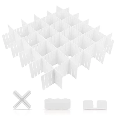 Afbeelding van KEWUZY Set van 16 ladeverdelers, ladeverdelers met vast beslag, voor kast, ondergoed, sokken, knutselen (wit)
