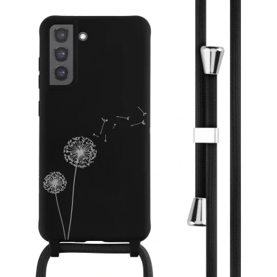 Afbeelding van iMoshion hoesje Geschikt voor Samsung Galaxy S21 FE met koord Siliconen design Zwart / Dandelion Black
