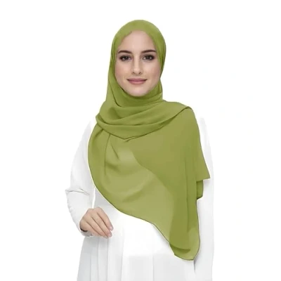 Afbeelding van Hijab sjaal voor moslimvrouwen, van mousseline, rechthoekig, lichte en soepele stof., Lime Groen