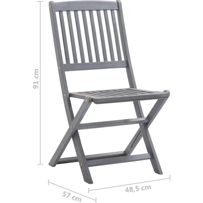 Afbeelding van vidaXL Tuinstoelen 4 st inklapbaar met kussens massief acaciahout