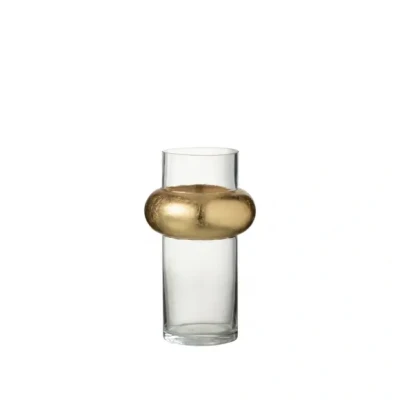 Afbeelding van J Line vaas Cylinder Ring Hoog glas transparant small