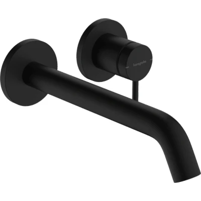 Afbeelding van hansgrohe Tecturis S ééngreeps wastafelkraan inbouw voor wandmontage, met uitloop 22,5 cm mat zwart