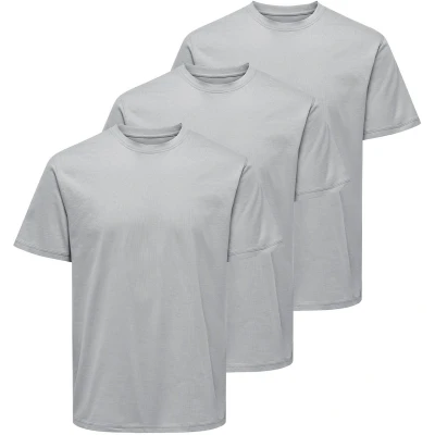 Afbeelding van Only &amp; Sons 3 PACK Tshirt basic, Heren, Maat: Small, Ultimate grey