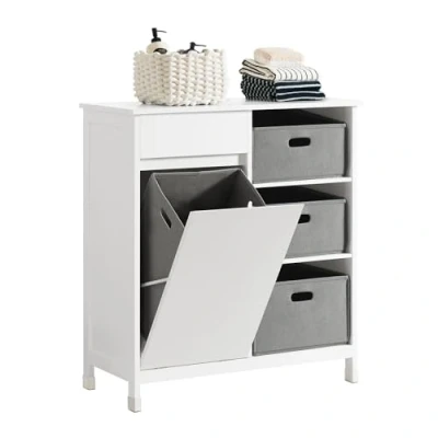 Afbeelding van SoBuy BZR77 W Waskast met waszak, opvouwbaar, wasruimte, 80 x 91 38 cm, wit