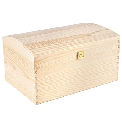 Afbeelding van Creative Deco Grote Doos Schatkist Opbergkist Houten 34,5 x 25 19,2 cm met Deksel Kerst, Kerstmis Cadeau