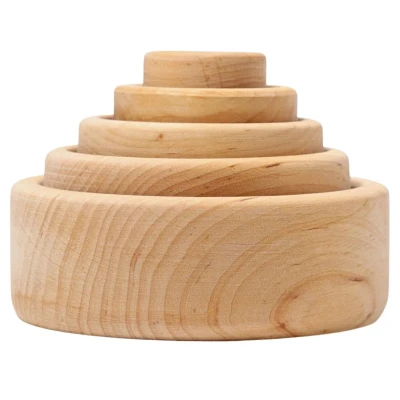 Afbeelding van Grimm&#039;s Houten bakjes 5 delig naturel