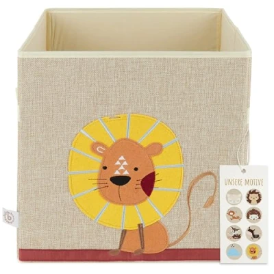 Afbeelding van Bieco Lion Nature 32cm Stoffen Opbergdoos 04010457