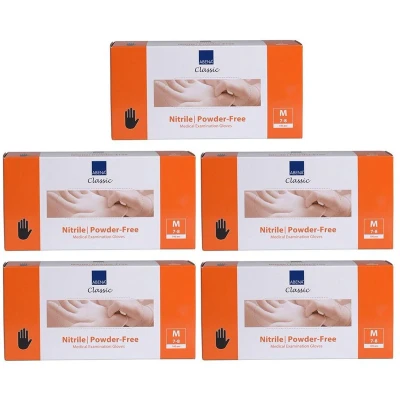 Afbeelding van 15x Abena Nitril Handschoenen Classic poedervrij Maat M zwart 100st bundel/set/pakket Haibu by Kapperskorting.com
