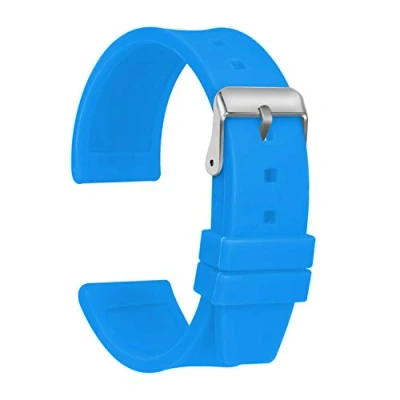 Afbeelding van ULLCHRO Hoogwaardige horlogeband, vervanging van siliconen, waterdicht, flexibel, glad, 16,18, 20, 22, 24, 26,28 mm, rubberen horlogeband met roestvrijstalen gesp, Blauw, Armband