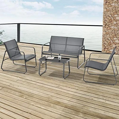 Afbeelding van Tuinset 4 delig Anzi loungeset grijs