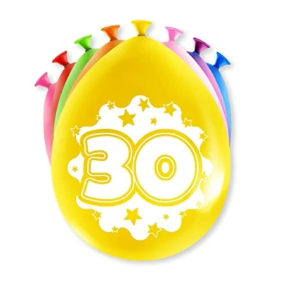 Afbeelding van Ballonnen 30 jaar party 30cm 8 stuks