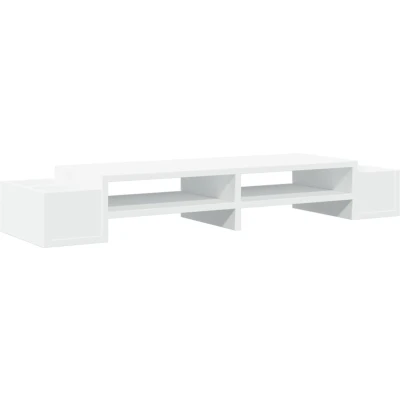 Afbeelding van vidaXL Monitorstandaard met opbergruimte 100x27x15 cm bewerkt hout wit