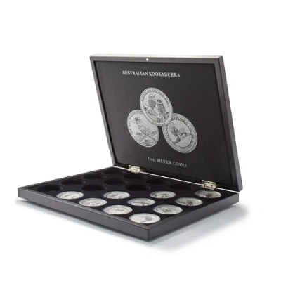 Afbeelding van Leuchtturm Leuchtturm, Presentatie cassette, Volterra Uno voor Munten Austalian Kookaburra, 1 oz Silver in capsules (20 st.) Zwart afm: