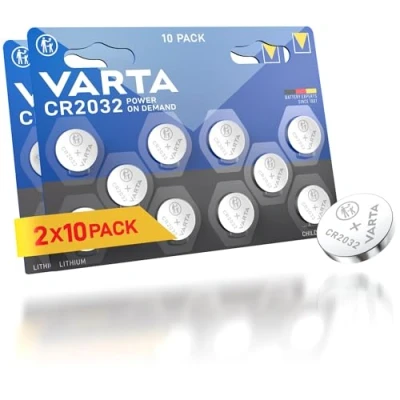Afbeelding van VARTA CR2032 knoopcellen, 20 stuks, lithiumhoek, 3 V, veilige verpakking voor kinderen, kleine elektronische apparaten horloges, autosleutels, afstandsbedieningen