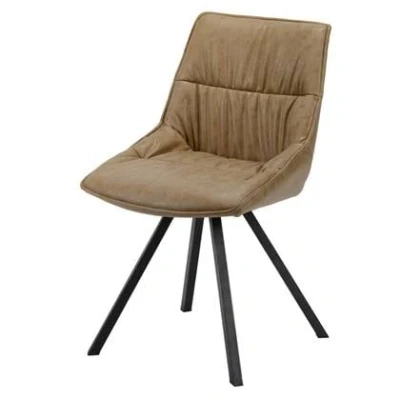 Afbeelding van Eetkamerstoel Bruin PU Leer &amp; Staal 50x58x82cm Vierpoot Giga Meubel