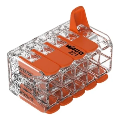 Image de WAGO Lot de 15 bornes connexion 221 420 10 conducteurs, jusqu&#039;à 4 mm² Connecteur câble compact avec leviers pour tous les types conducteurs dans le monde entier Sécurité d&#039;utilisation