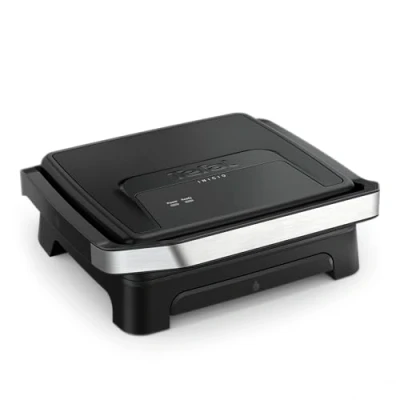 Image de Tefal Inicio Classic GC271810 Gril Contact et Panini 2 en 1 2000 W Design compact Boîtier acier inoxydable Bac récupérateur de jus Plaques cuisson antiadhésives Noir