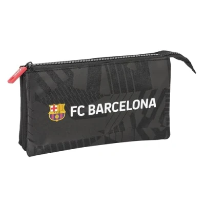 Afbeelding van Pennenetui met 3 vakken F.C. Barcelona Black Zwart 22 x 12 cm