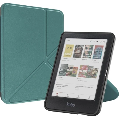 Afbeelding van iMoshion Ereader Cover / Hoesje Geschikt voor Kobo Clara BW Colour Origami Bookcase e reader Donkergroen