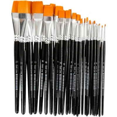 Afbeelding van Gold Line Penselen, Plat, 0+2+4+8+12+16+20, B: 2 24 mm, 30 Stuk