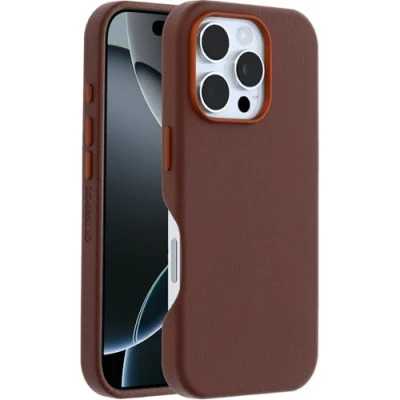 Image de OtterBox Symmetry Series Coque de protection pour téléphone portable compatibilité avec MagSafe cuir catus, polyuréthane adobe riche (brun) Apple iPhone 16 Pro