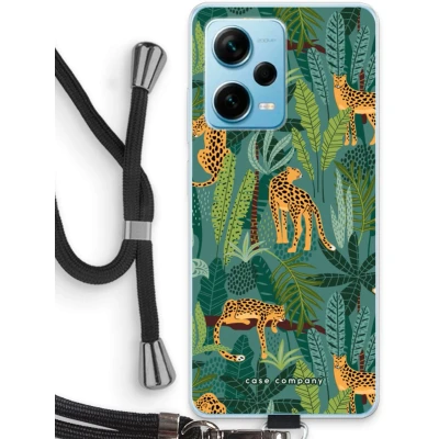 Afbeelding van Case Company® hoesje met Koord geschikt voor Xiaomi Redmi Note 12 Pro Plus Luipaard 2 Telefoonhoesje Zwart Bescherming aan alle Kanten en Over de Schermrand