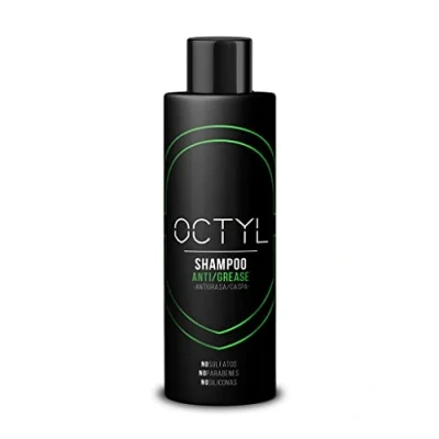 Afbeelding van OCTYL anti vetshampoo, vet/anti roos shampoo, zonder sulfaten/siliconen/parabenen, voor krullend haar, bevordert de groei, 250 ml