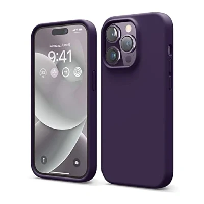 Afbeelding van elago Hoesjes van vloeibare siliconen compatibel met iPhone 14 Pro (6,1 inch) beschermhoes gemaakt premium volledige bescherming, schokbestendig, 4 structuren, zachte microvezel voorkomt krassen (zwart)