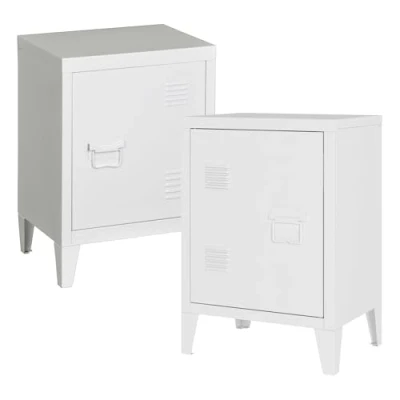 Afbeelding van Nachtkast Inari set van 2 metaal 57x40x30 cm wit [en.casa]