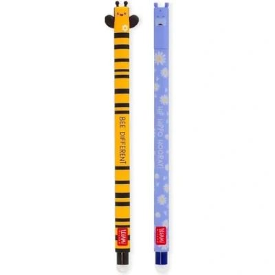 Afbeelding van LEGAMI Set van 2 uitwisbare gelpennen met warmtegevoelige inkt, inktkleurbereik en vatdesign, 0,7 mm punt, bij nijlpaard