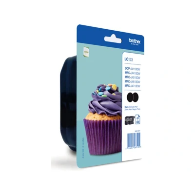 Afbeelding van Brother LC 123BKBP2 Inktcartridge Zwart Voordeelbundel 2 pack