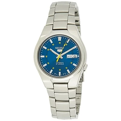 Afbeelding van Seiko Herenhorloge, analoog, automatisch, met Armband van roestvrij staal, SNK615K1, Blauw/Grijs, armband,