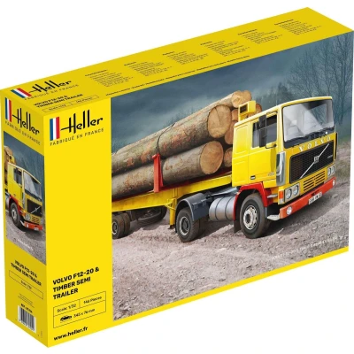 Afbeelding van 1:32 Heller 81704 Volvo F 12 20 Globetrotter with Timber Trailer Plastic Modelbouwpakket