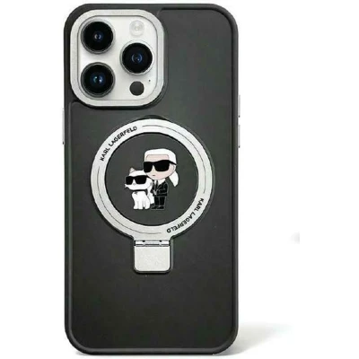 Afbeelding van Karl Lagerfeld Ring Stand &amp; Choupette Hard Case Back Cover met MagSafe voor Apple iPhone 15 Plus/14 Plus Zwart