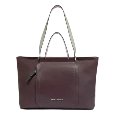 Afbeelding van PIQUADRO Leren Shopper Schoudertas met laptopvak Circle Tote 14&quot; PlumPink Donkerpaars