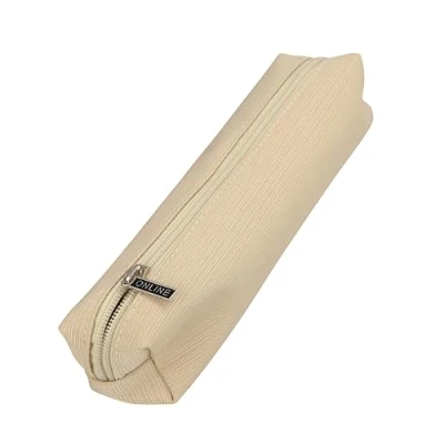 Afbeelding van Online Hoogwaardige retro beige pennenetui, elegant etui voor jongens en meisjes, draagtas met praktische ritssluiting, 1 vak, ideaal school,